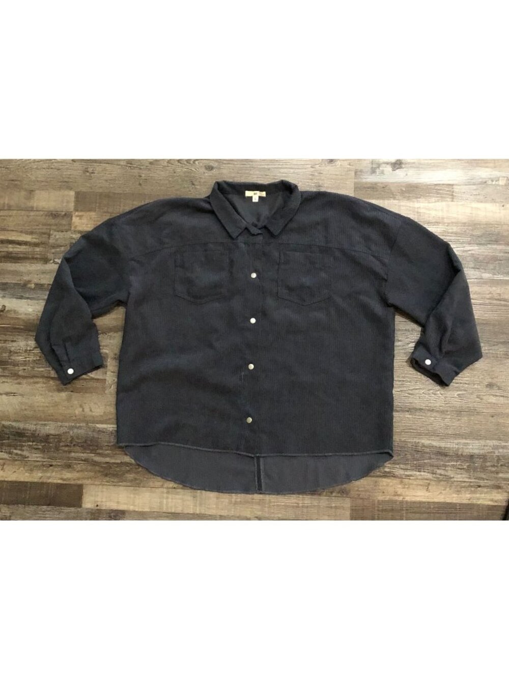 BP. Womens XS Blue Corduroy Long Sleeve Pearl Snap Shirt
